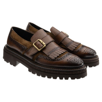 Bluchers hebilla mujer flecos marrón Calce X2670-PI