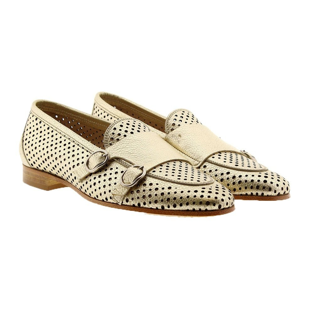Zapato plano mujer calado doble hebilla Calce 648