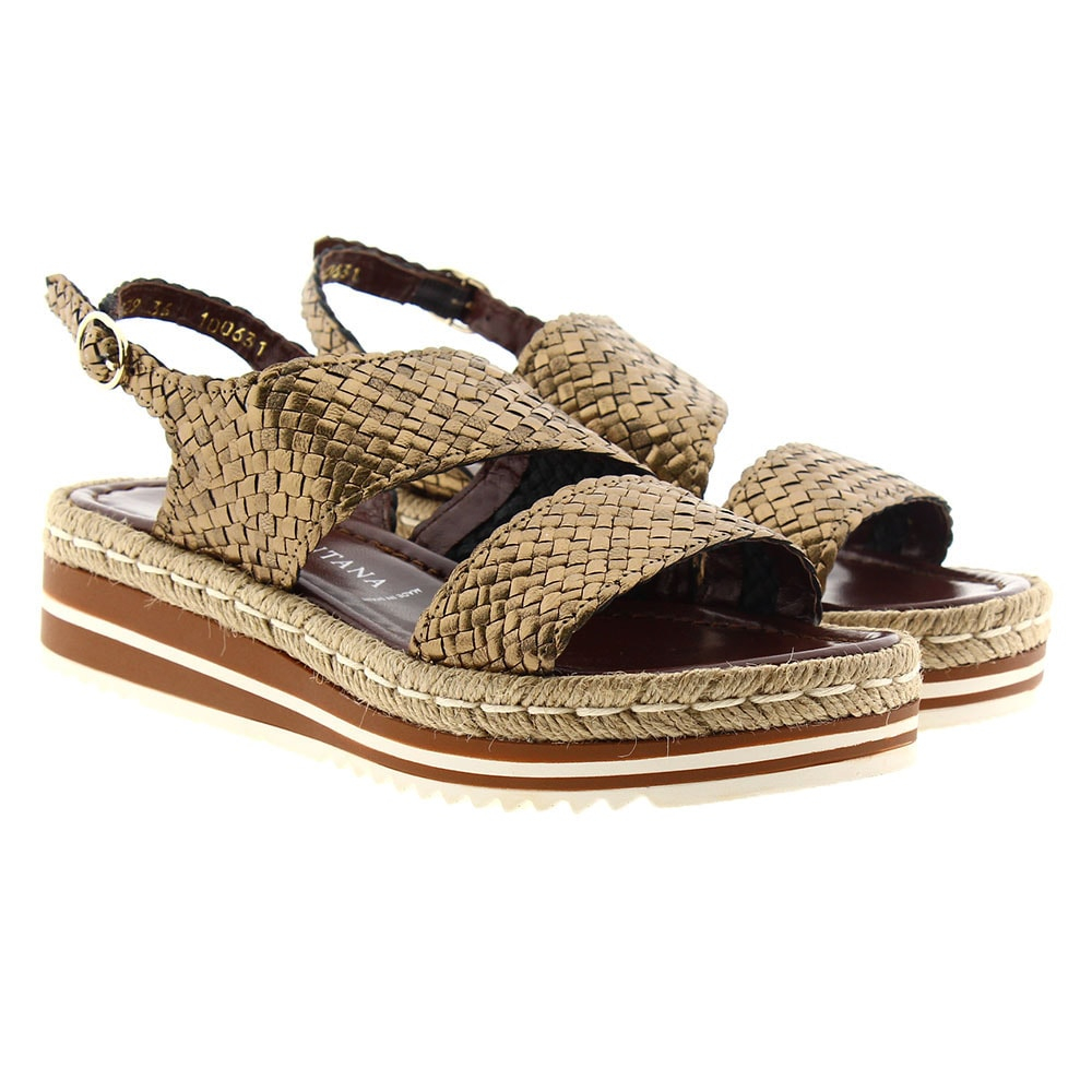 Sandalias metalizadas trenzadas cuña Pons Quintana 8329.000