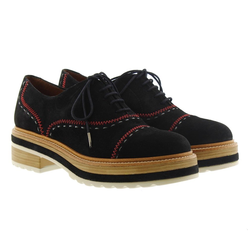 Zapato cordón pespuntes mujer Pons Quintana 7984.006 Negro