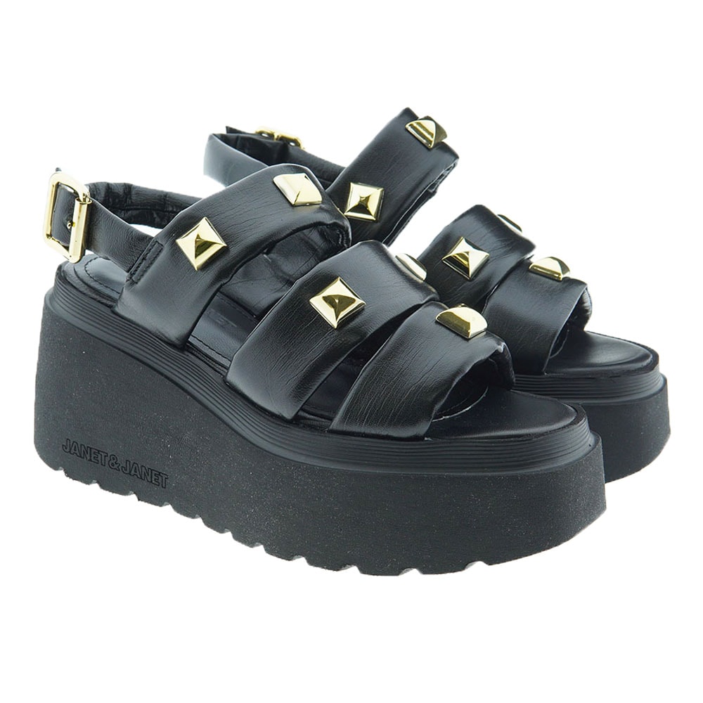 Sandalias piel plataforma tachuelas Janet&Janet 03182