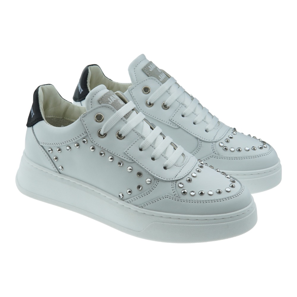 Deportivas blancas mujer vestir tachas Janet&Janet 05004