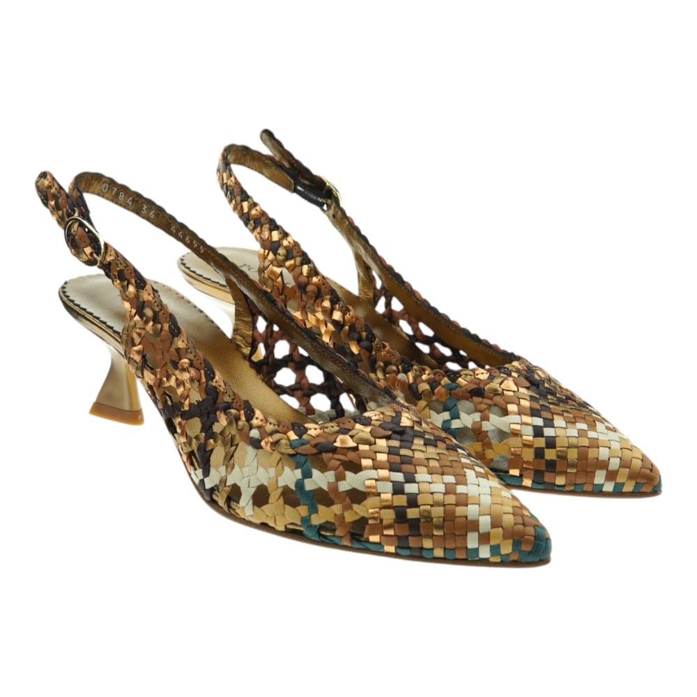 Zapatos Azules Mujer Bajos Pons Quintana Piel Trenzada 10784.000