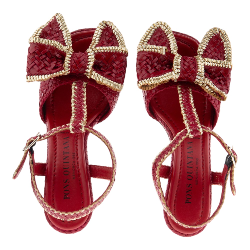 Sandalias tacón mujer Pons Quintana burdeos | Diseño con lazo y tacón cómodo foto 2