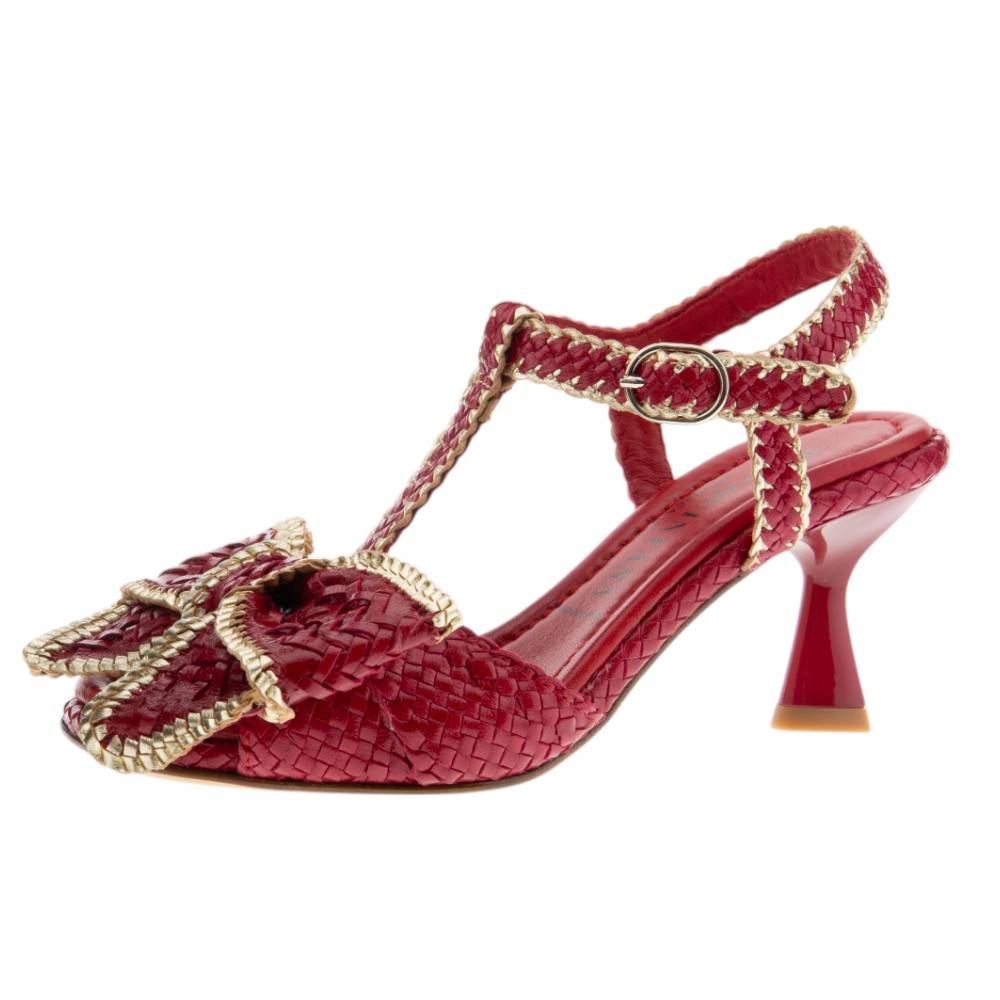 Sandalias tacón mujer Pons Quintana burdeos | Diseño con lazo y tacón cómodo foto 3