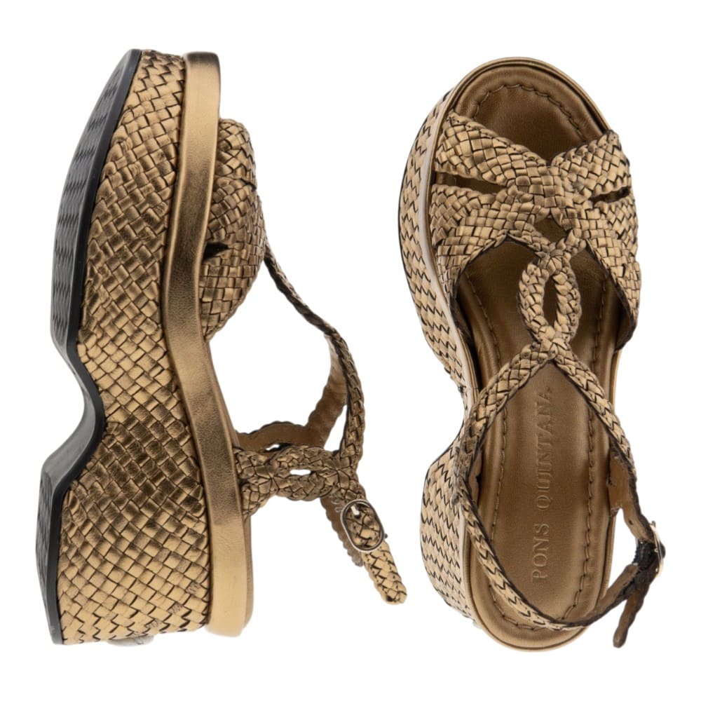 Sandalias bronce trenzadas plataforma Pons Quintana mujer foto 2
