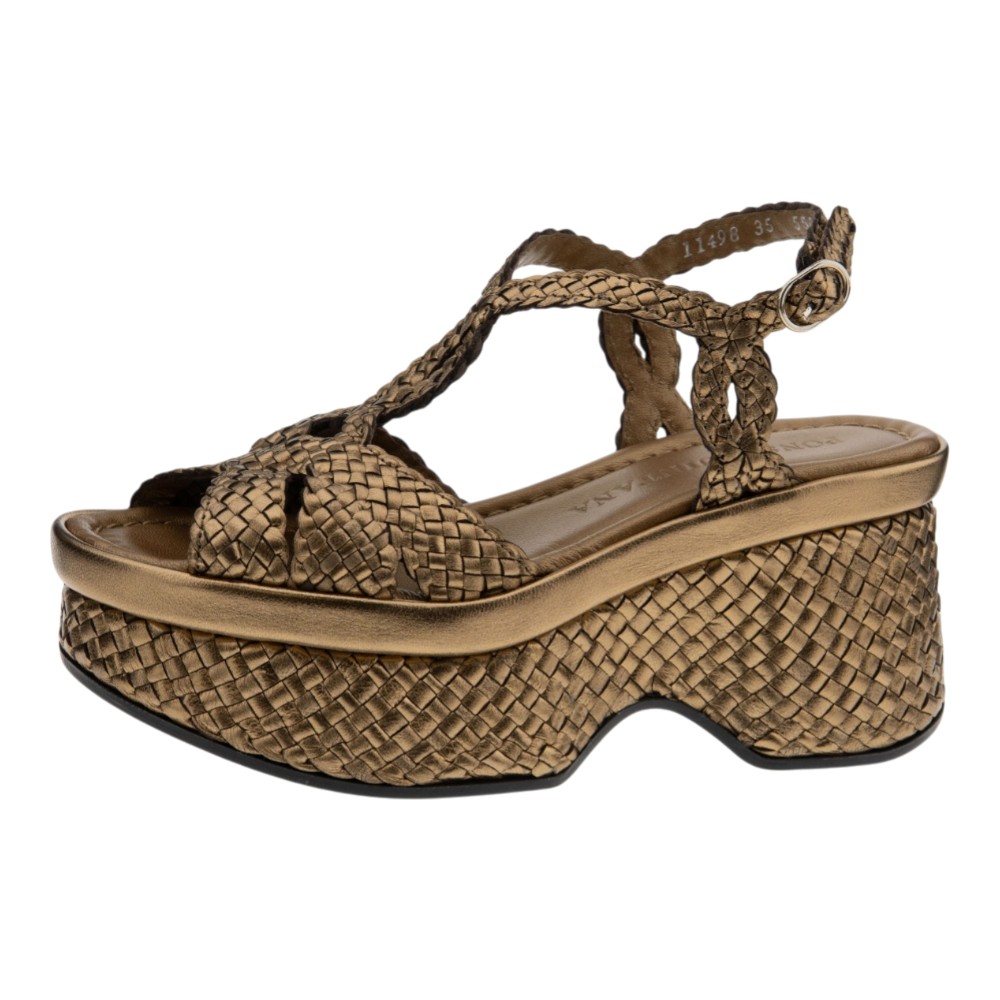 Sandalias bronce trenzadas plataforma Pons Quintana mujer foto 3