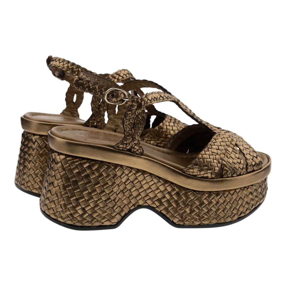 Sandalias bronce trenzadas plataforma Pons Quintana mujer foto 4