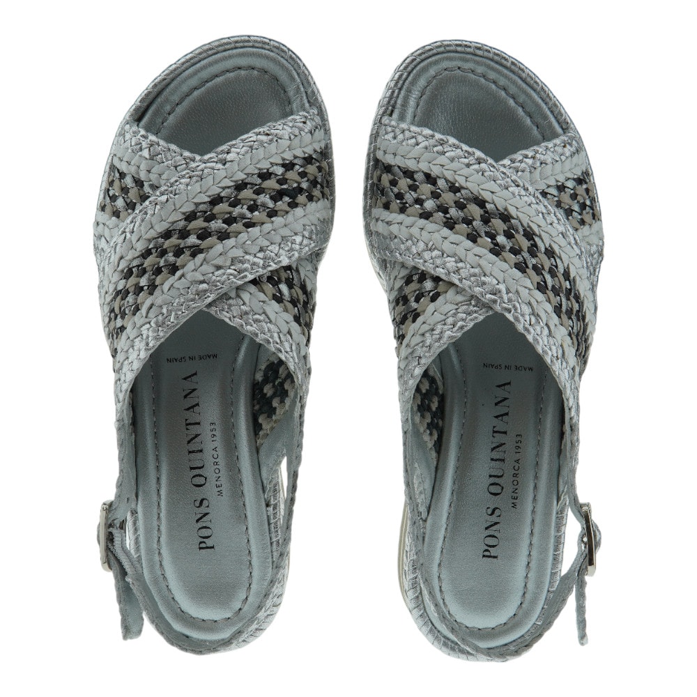 Sandalias Pons Quintana plataforma Plata – Diseño Trenzado y Máximo Confort foto 2