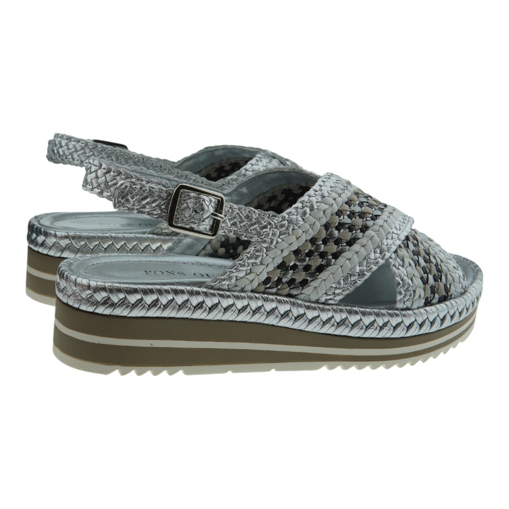 Sandalias Pons Quintana plataforma Plata – Diseño Trenzado y Máximo Confort foto 4