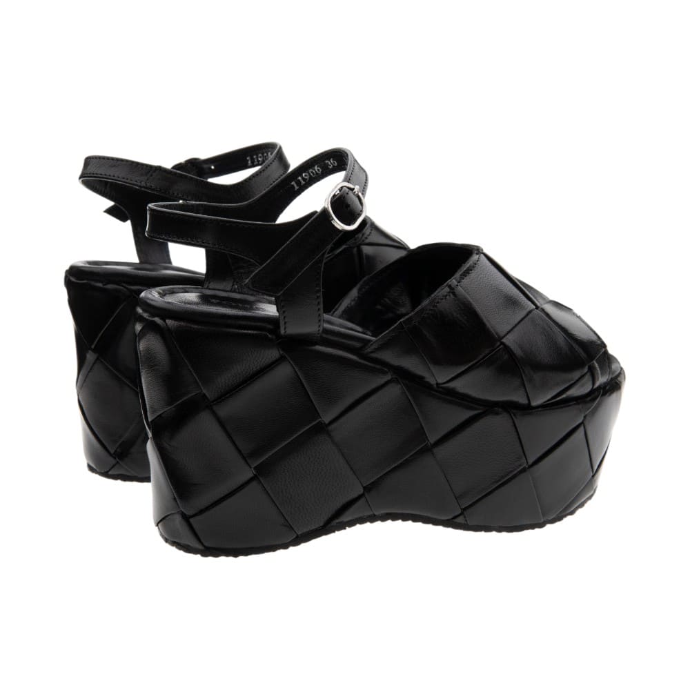 Sandalias plataforma piel trenzada negra Pons Quintana foto 4