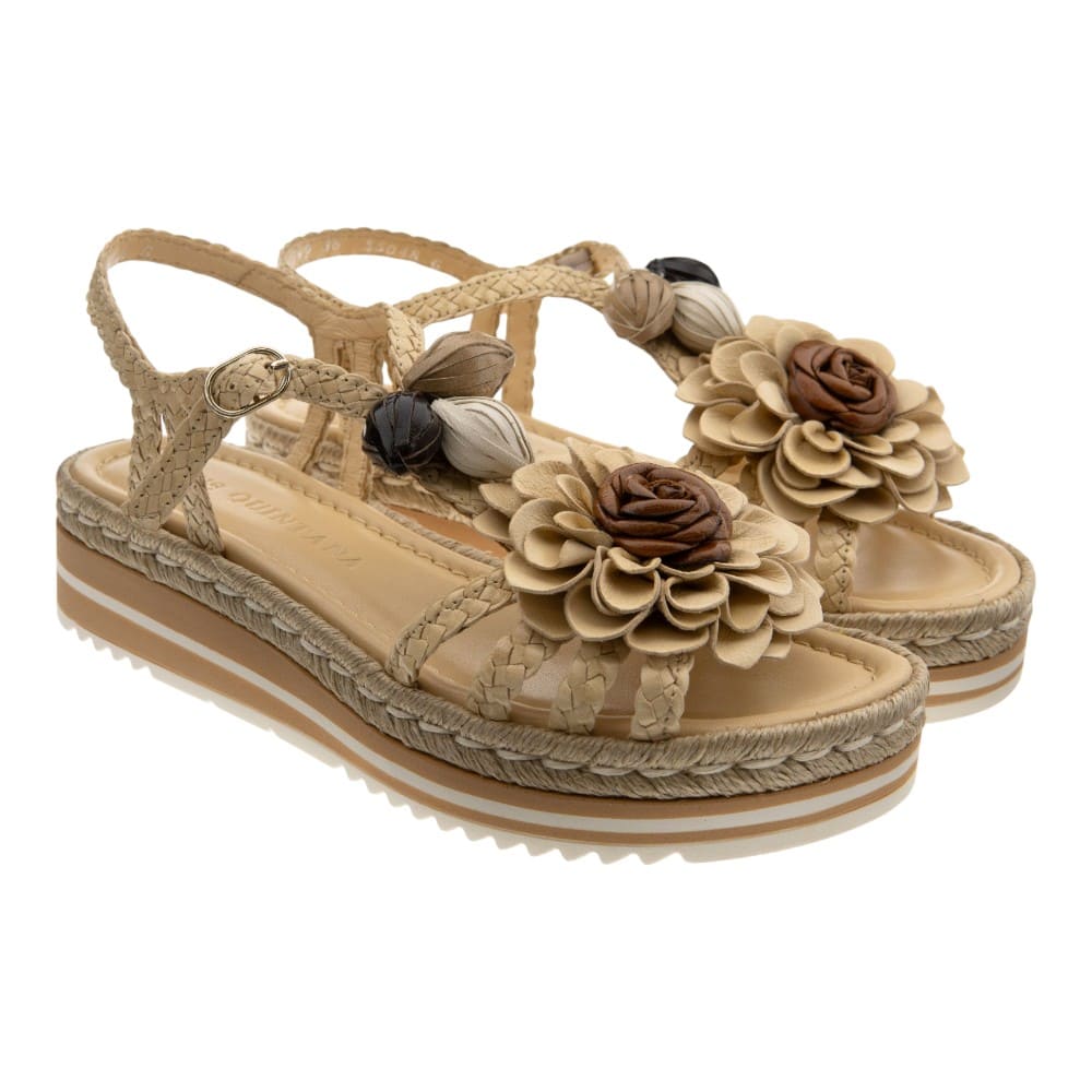 Sandalias beig flor y plataforma Pons Quintana 11999.YU00