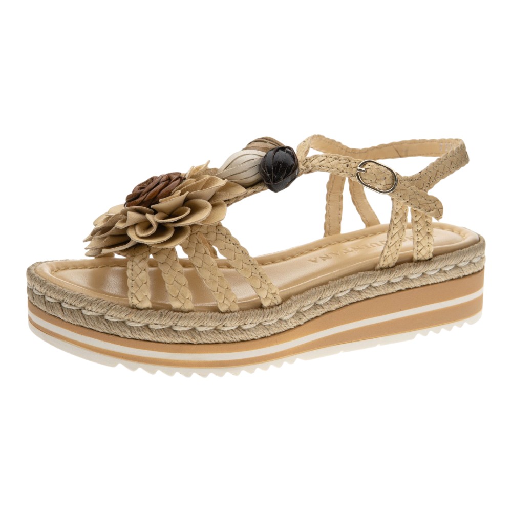 Sandalias beig flor plataforma Pons Quintana foto 3