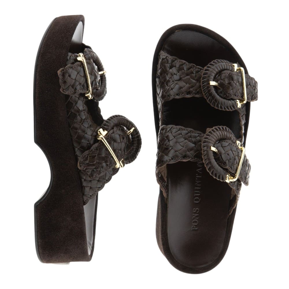 Sandalias marrones trenzadas plataforma Pons Quintana foto 2