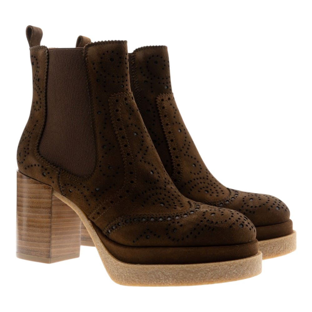 Botines ante marrón tacón ancho Pons Quintana 12349.000