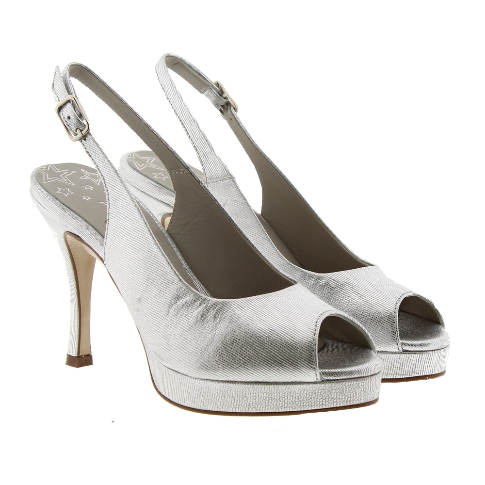 Peep-toe tacón y plataforma plata Pedro Miralles 13826 