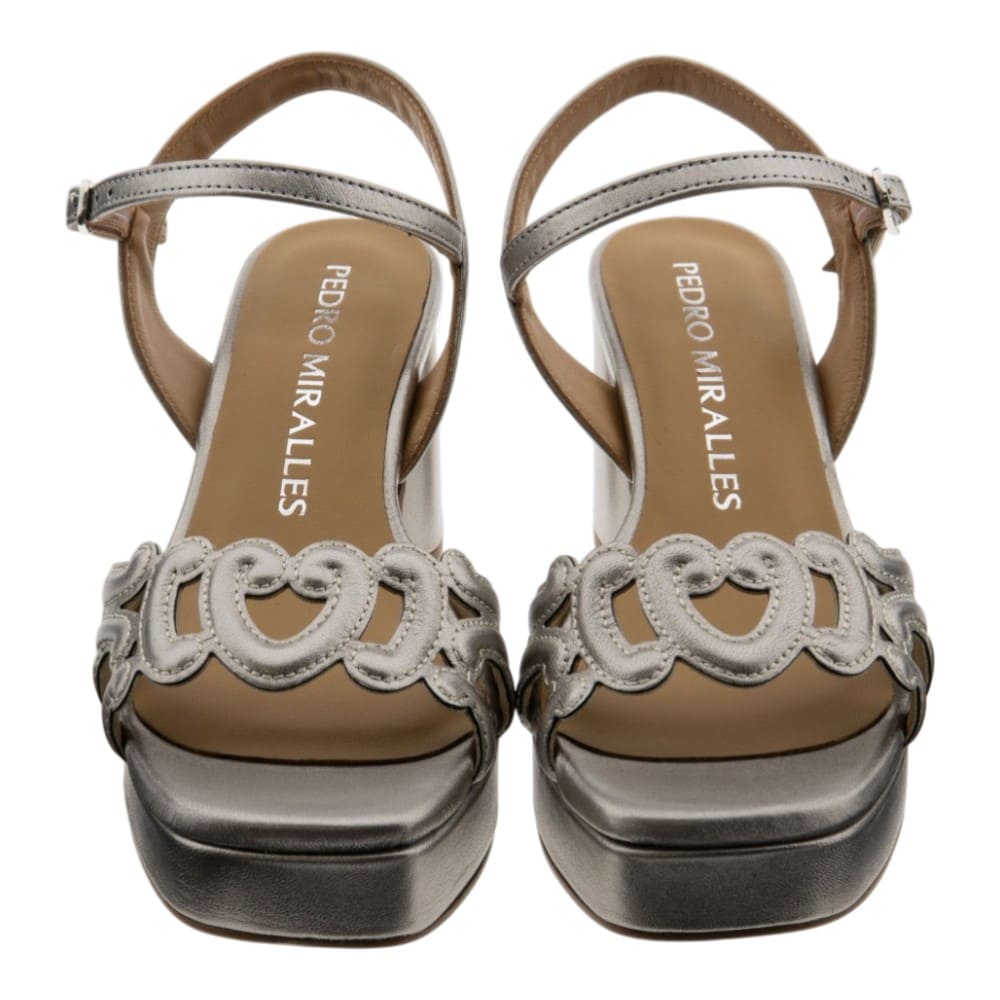 Sandalias fiesta tacón y plataforma metalizadas Pedro Miralles foto 2