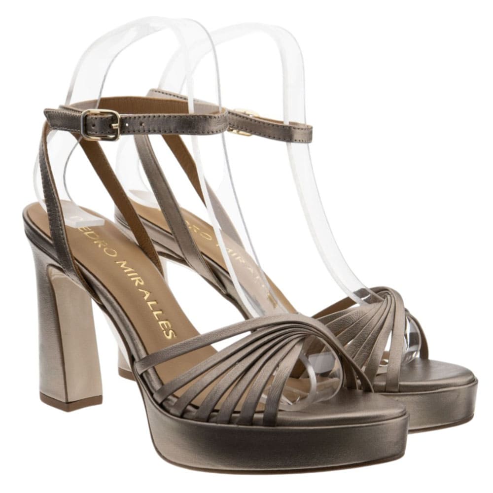 Sandalias tacón y plataforma metalizadas Pedro Miralles 18192