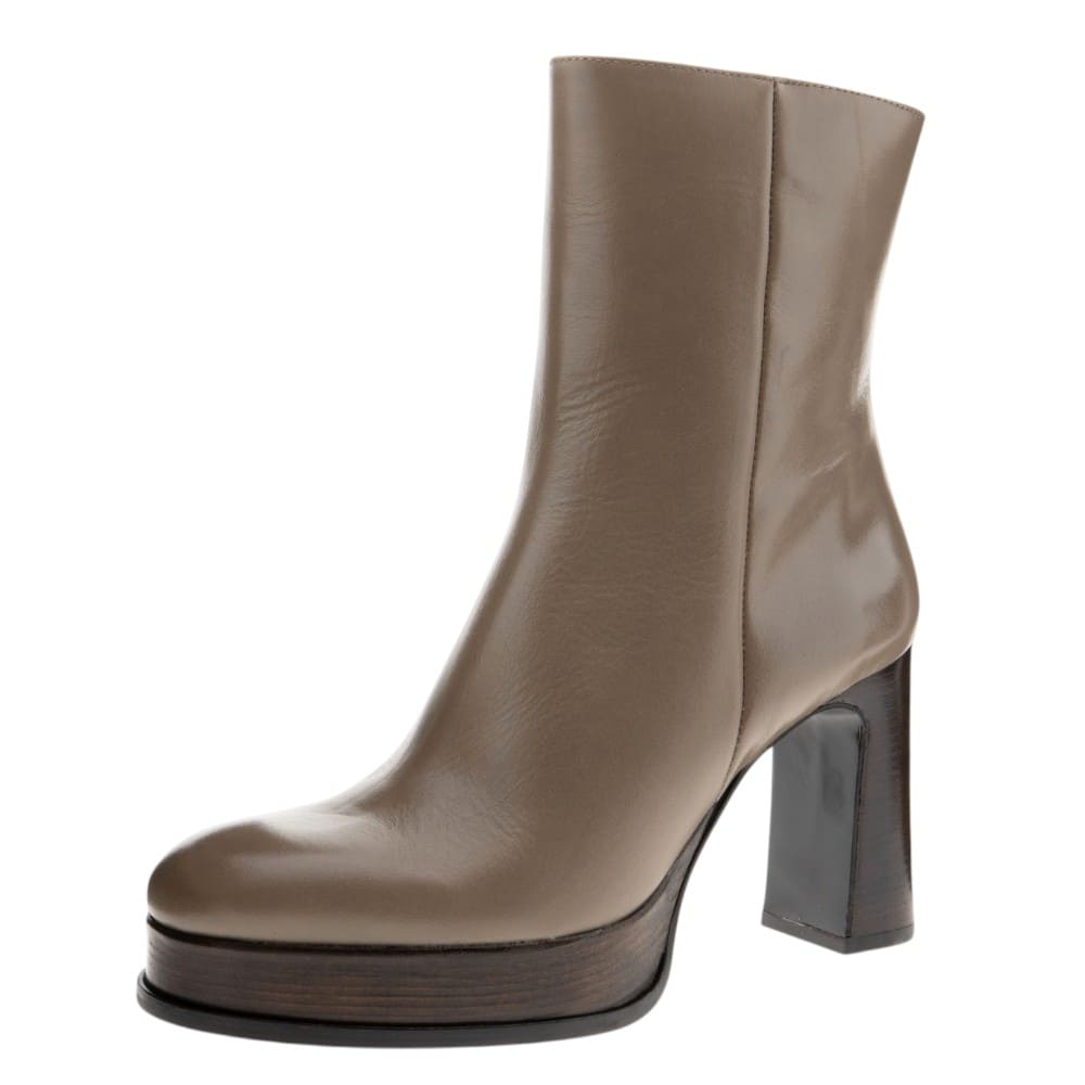 Botines piel taupe tacón alto y plataforma Zinda foto 3