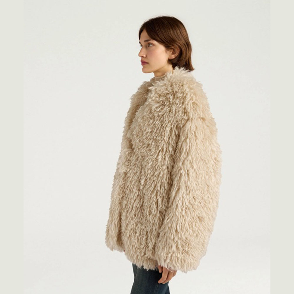 Abrigo pelo beige mujer – Momoni foto 3