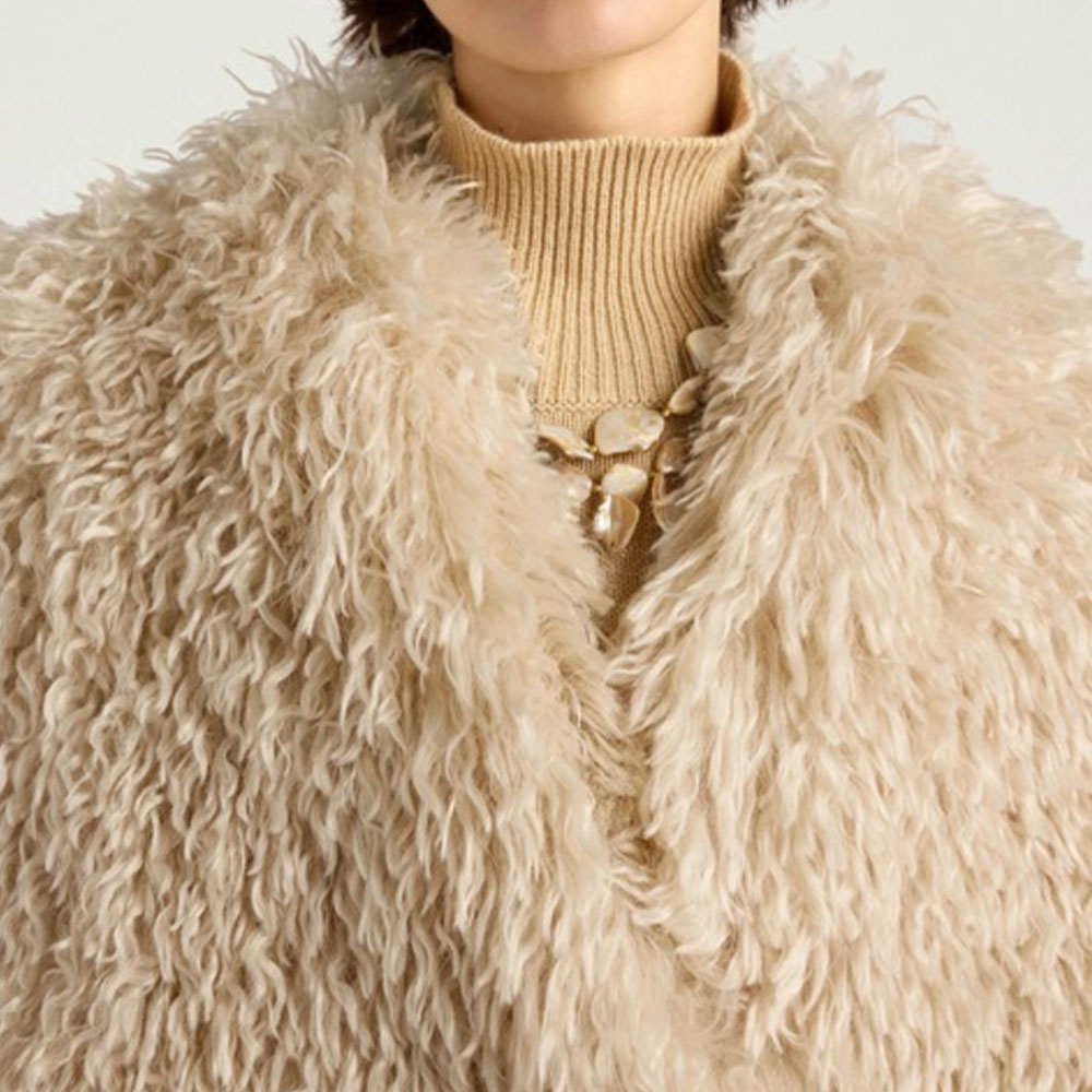 Abrigo pelo beige mujer – Momoni foto 4