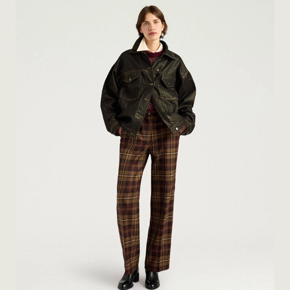 Pantalón mujer cuadros violeta – Momoní foto 2