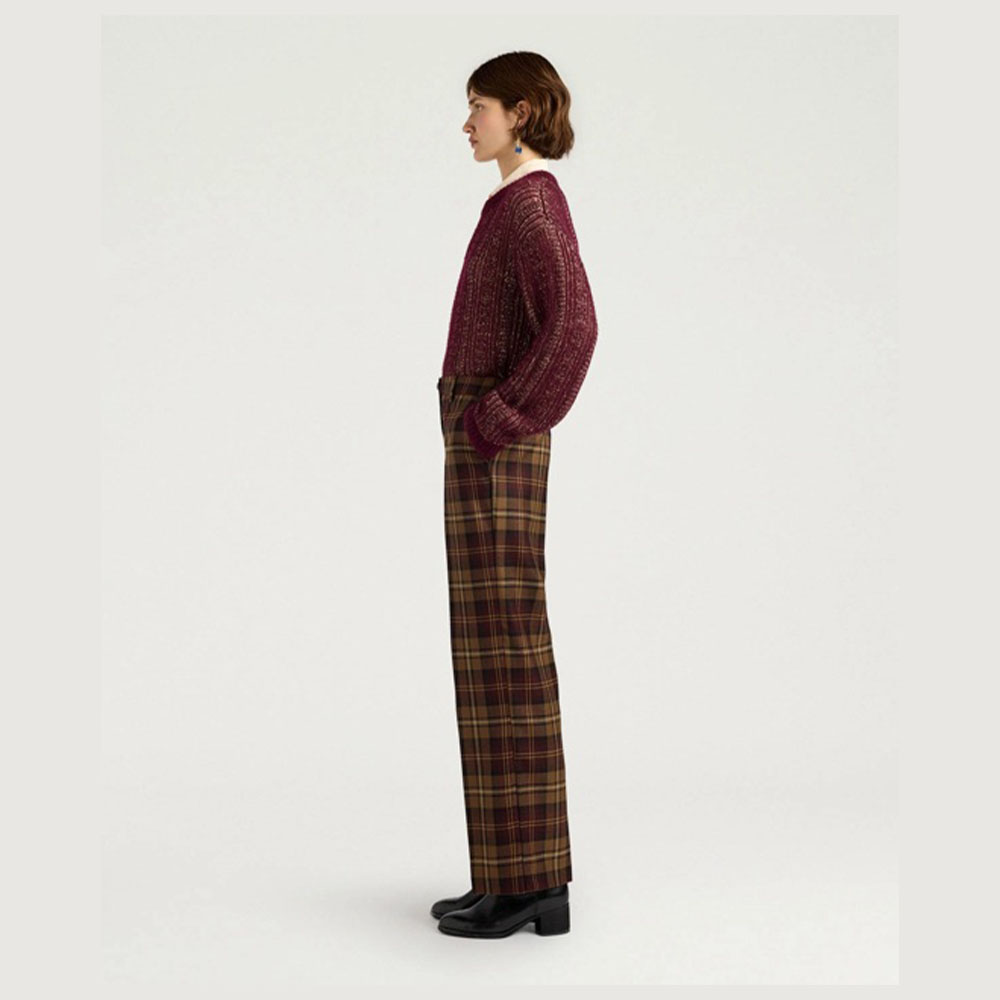 Pantalón mujer cuadros violeta – Momoní foto 3