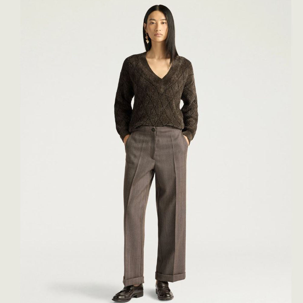 Pantalón mujer marrón lana – Momoni foto 2