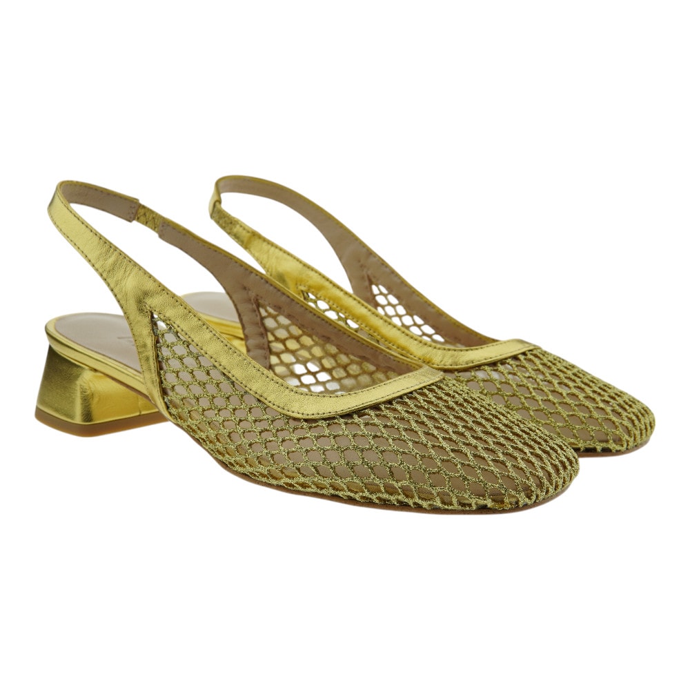 Zapatos destalonados dorados mujer malla Zinda 3088