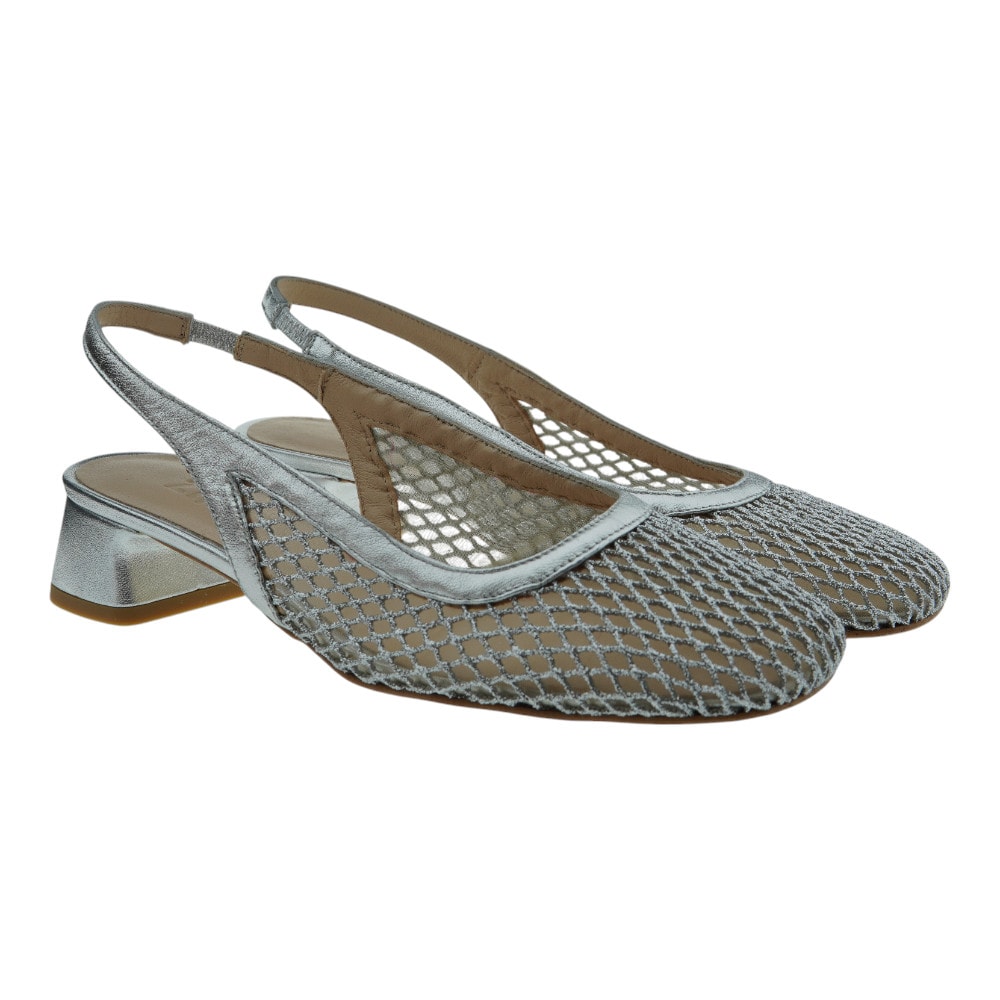 Zapatos destalonados mujer plateados malla Zinda 3088