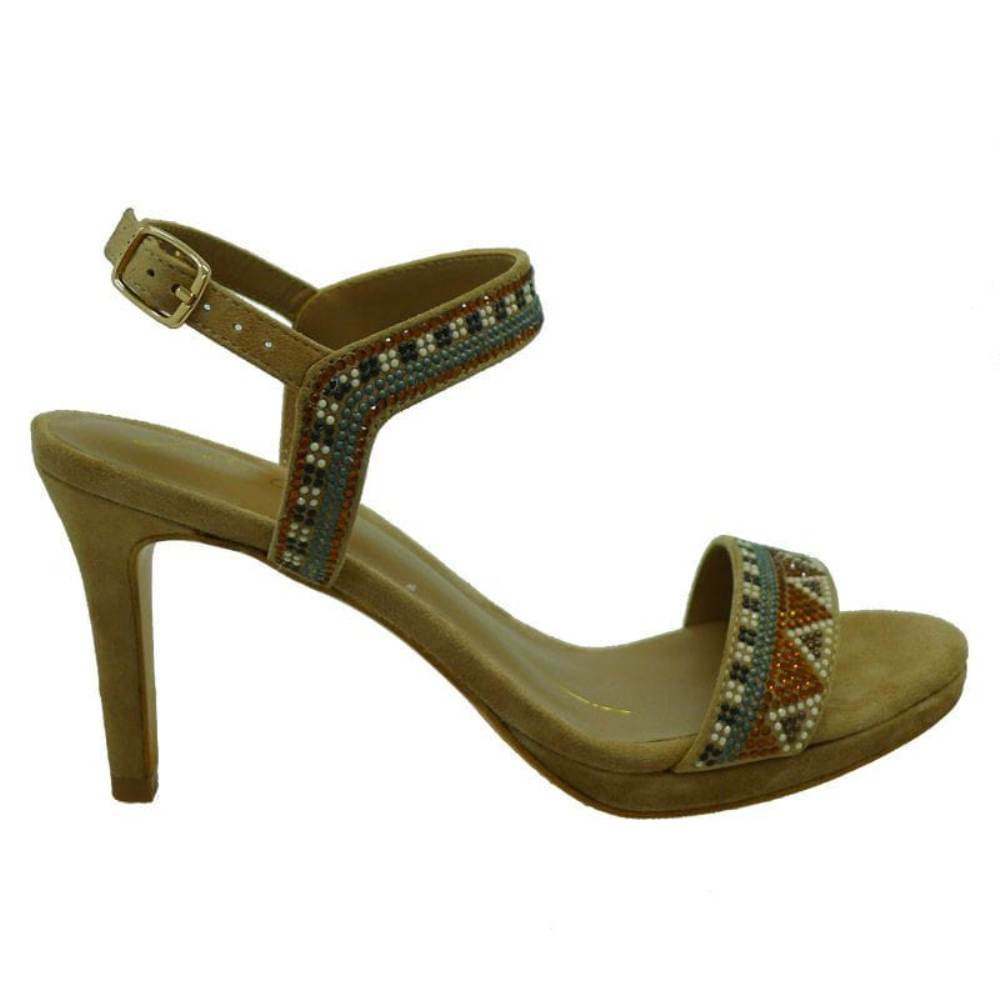 Sandalia stiletto con brillantes Lola Cruz 308Z04BK Marrón foto 3