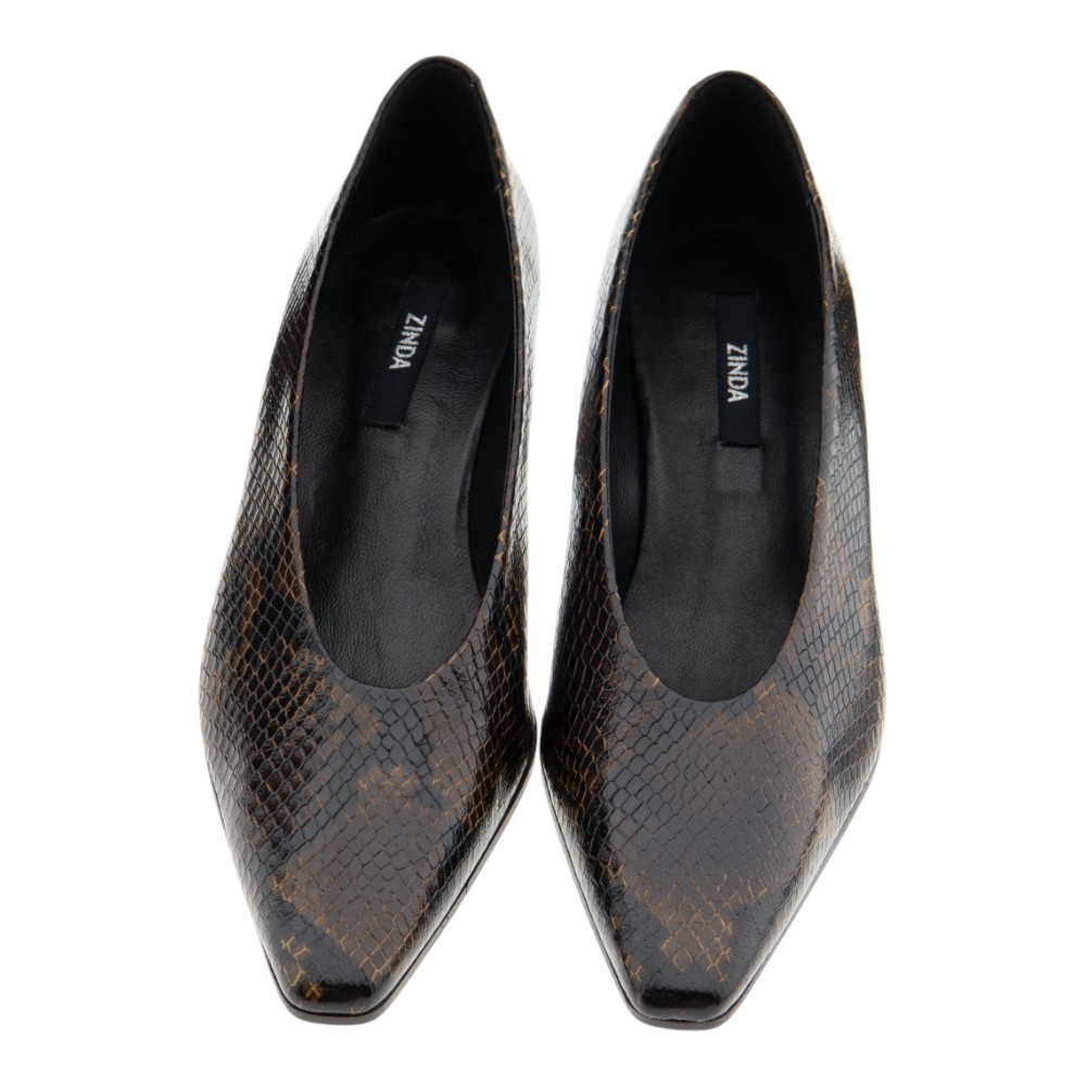 Zapato salón marrón pitón – tacón medio elegante foto 2