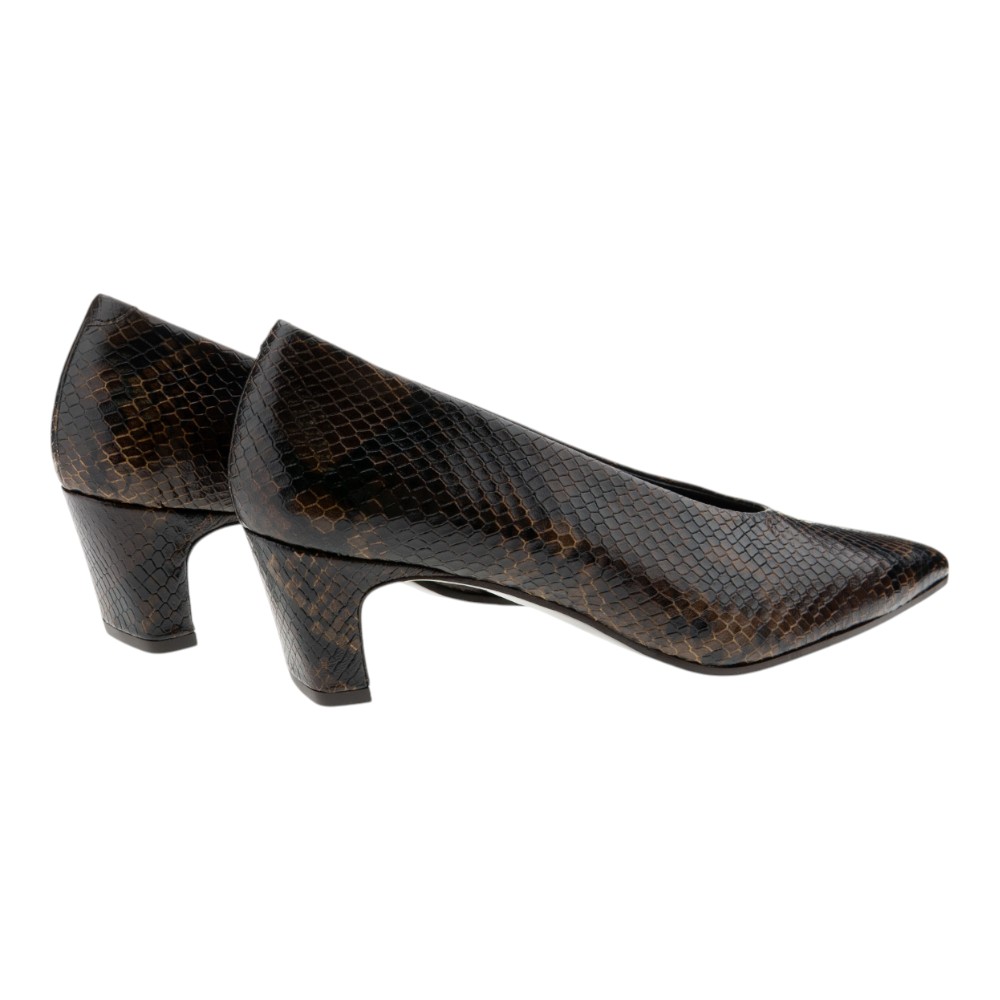 Zapato salón marrón pitón – tacón medio elegante foto 4