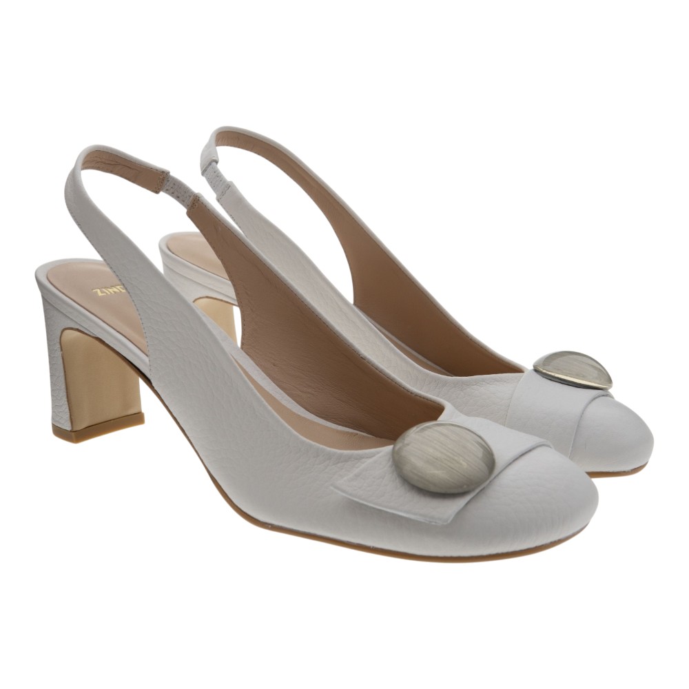 Zapato blanco tacón piel vestir novia Zinda 3467