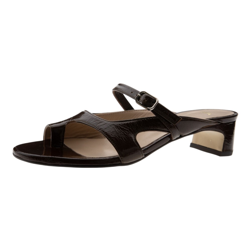 Sandalias charol marrón tacón bajo Zinda foto 3