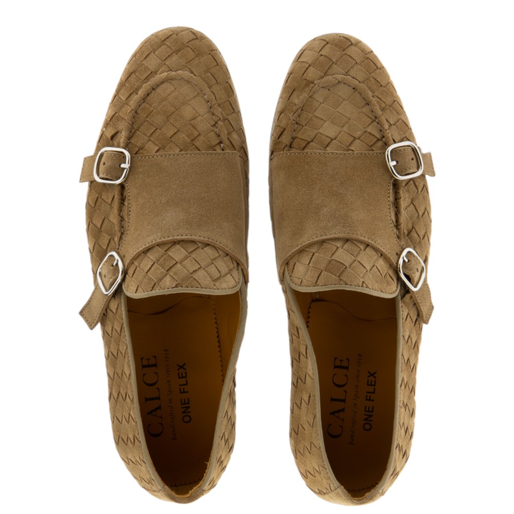 Zapatos hebilla hombre Calce de ante trenzado arena – Calzado exclusivo foto 2
