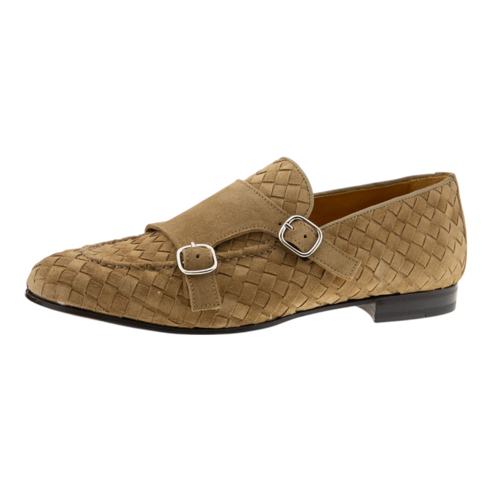 Zapatos hebilla hombre Calce de ante trenzado arena – Calzado exclusivo foto 3