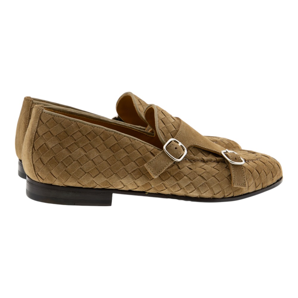 Zapatos hebilla hombre Calce de ante trenzado arena – Calzado exclusivo foto 4