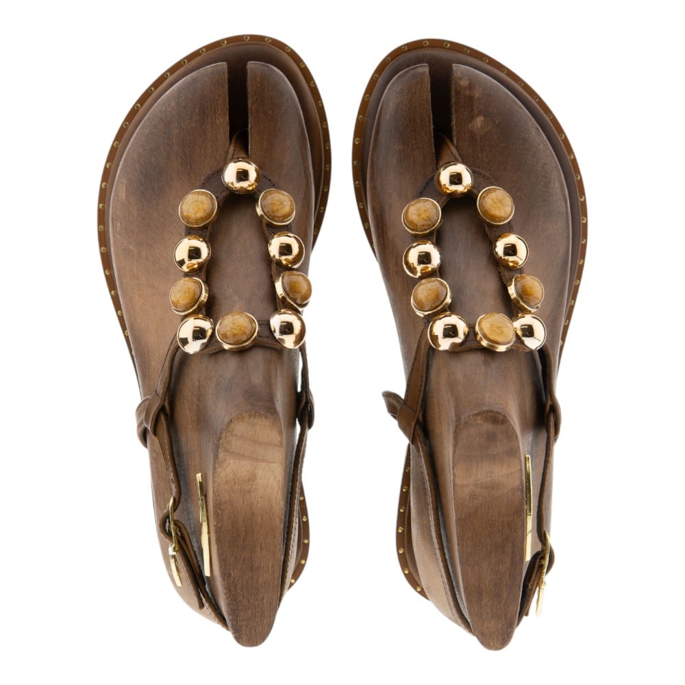 Sandalias griegas dedo mujer Caryatis con piedras naturales – Elegancia atemporal foto 2
