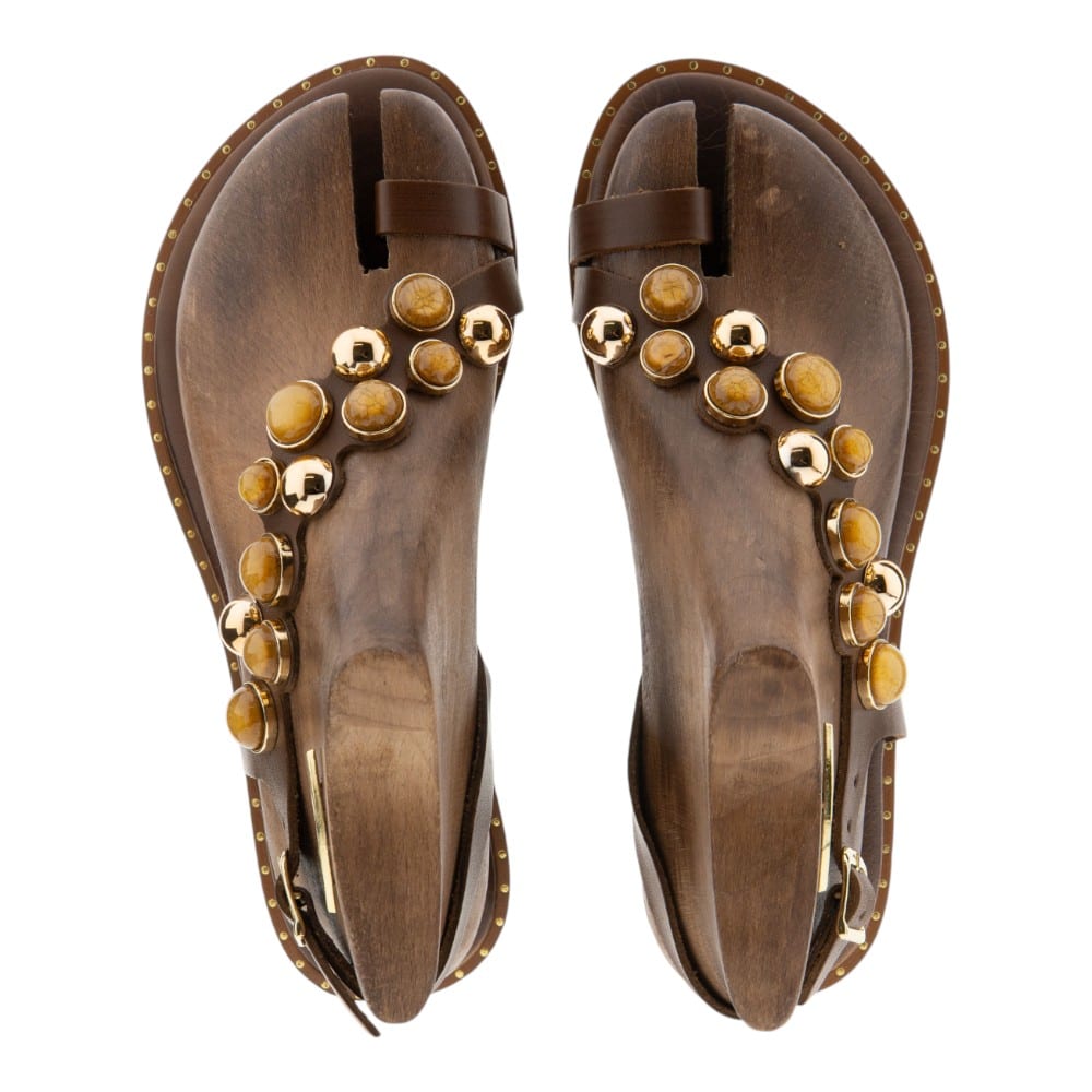 Sandalias griegas mujer Caryatis | Diseño exclusivo en negro y dorado foto 2