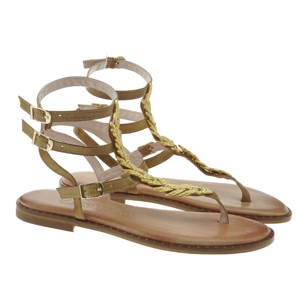 Sandalia plana romana adorno hojas Caryatis 621009