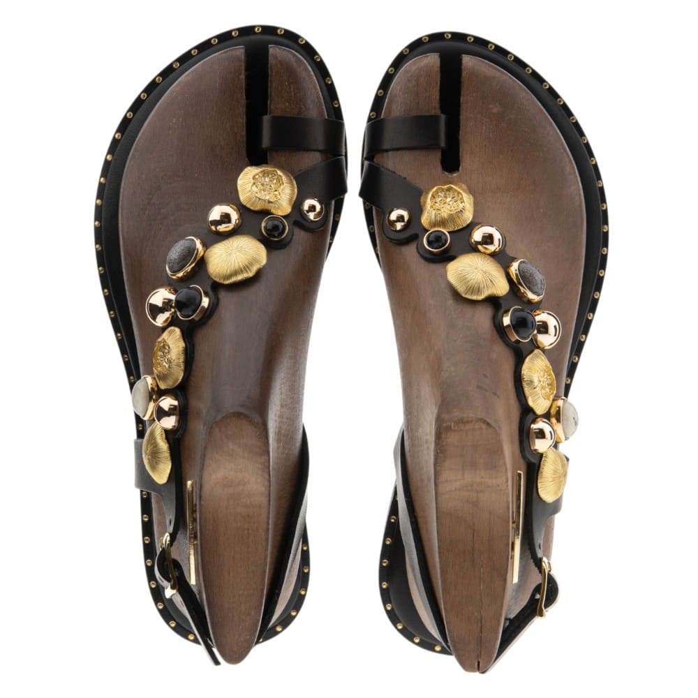 Sandalias piel dedo piedras Caryatis mujer foto 2