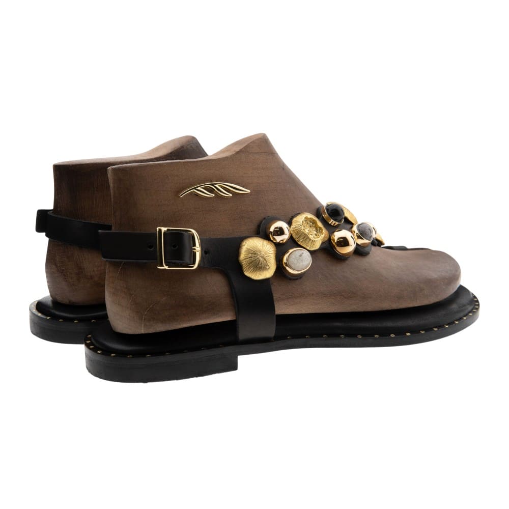 Sandalias piel dedo piedras Caryatis mujer foto 4