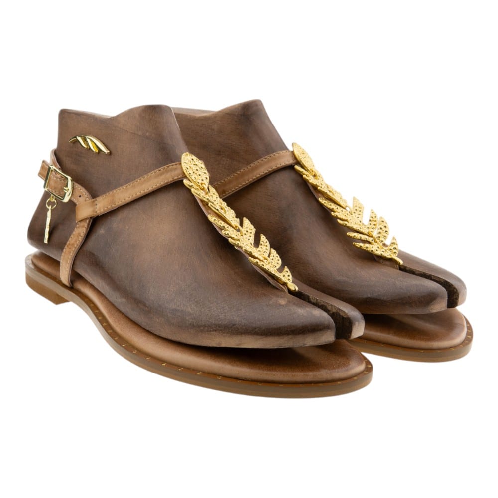 Sandalias dedo griegas mujer adorno hoja dorada Caryatis 621509