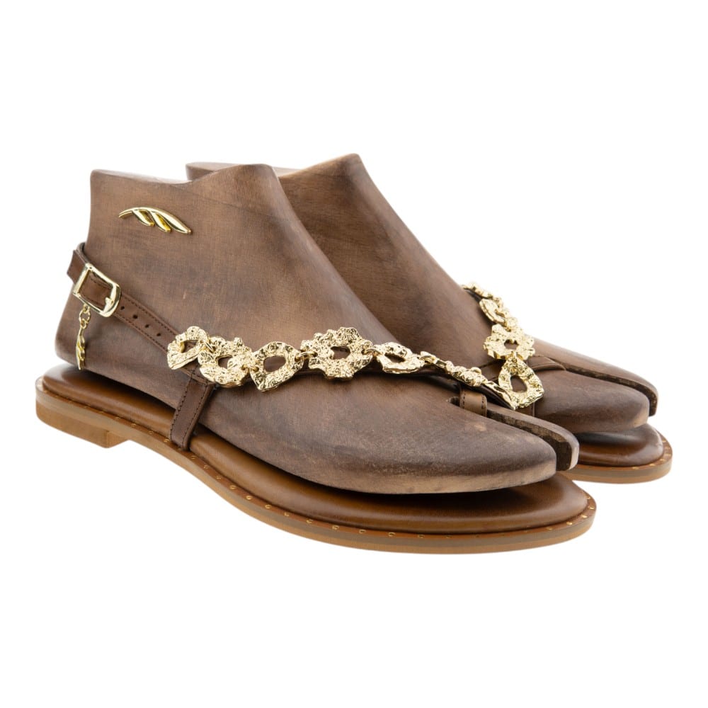 Sandalias griegas dedo cadena dorada Caryatis 621608