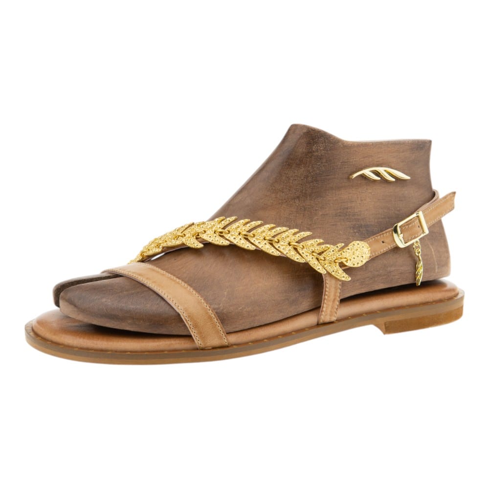 Compra Sandalias Romanas Caryatis Camel y Oro - Elegancia y Confort foto 3