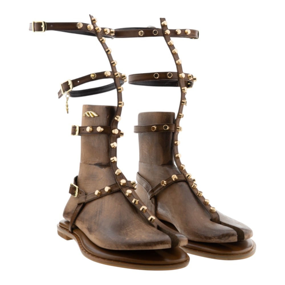 Sandalias romanas altas mujer tachuelas doradas Caryatis 623066