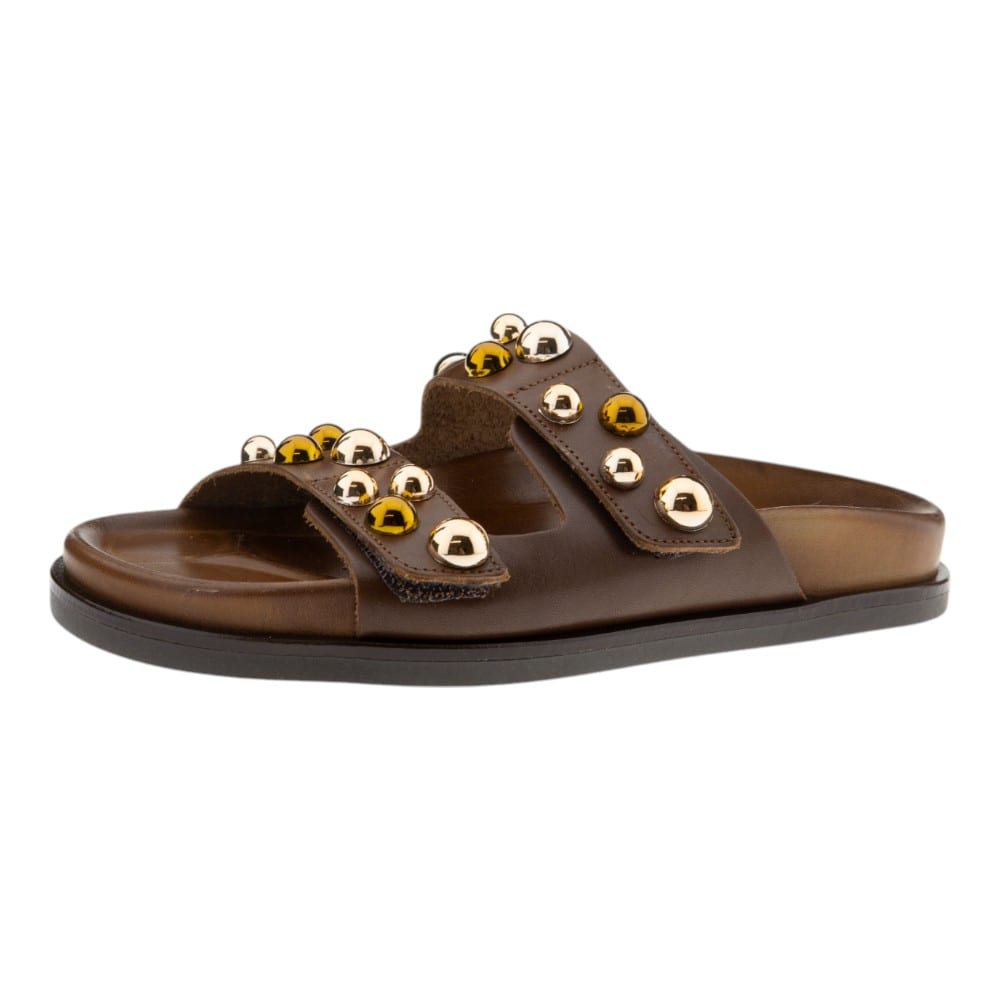 Compra online Sandalias planas mujer Caryatis en piel marrón - Gallery Carrilé foto 3