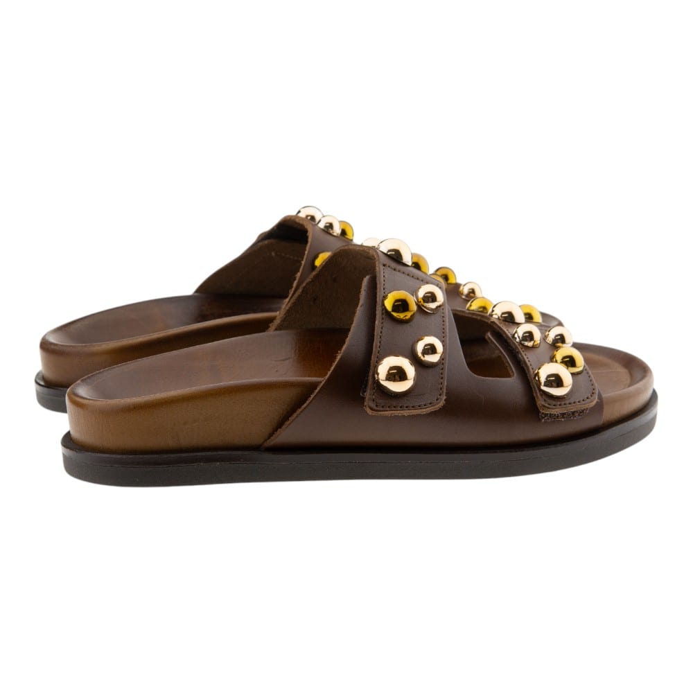 Compra online Sandalias planas mujer Caryatis en piel marrón - Gallery Carrilé foto 4