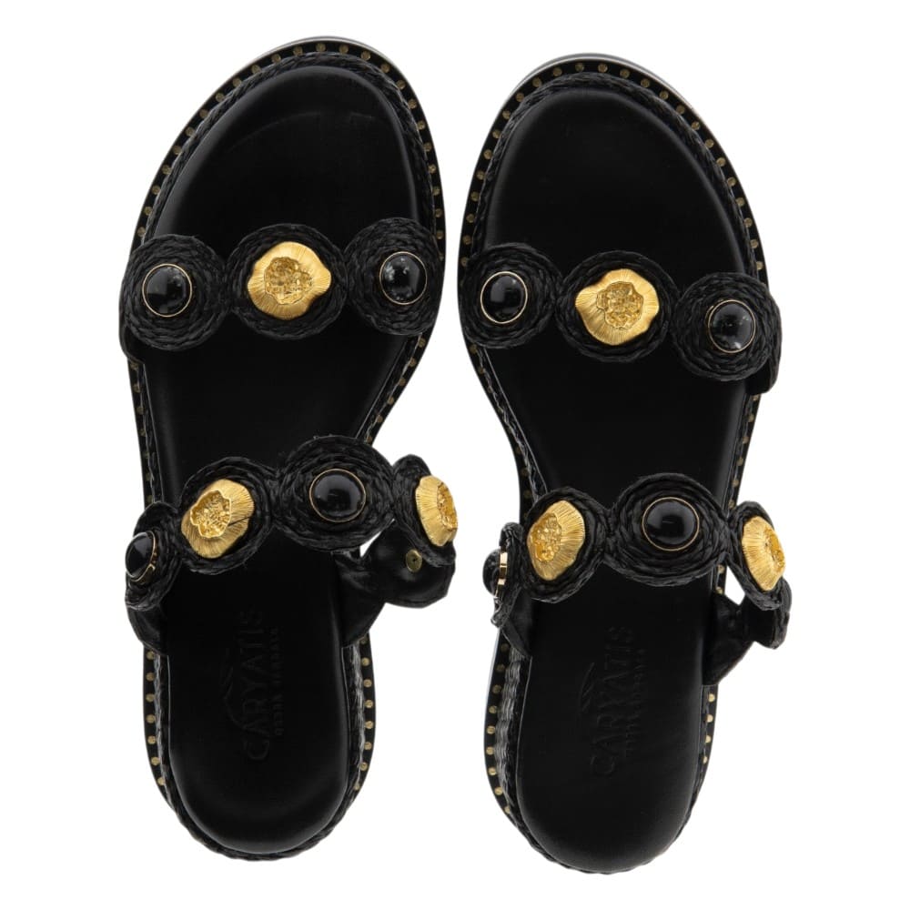 Sandalias griegas plataforma piedras Caryatis mujer foto 2